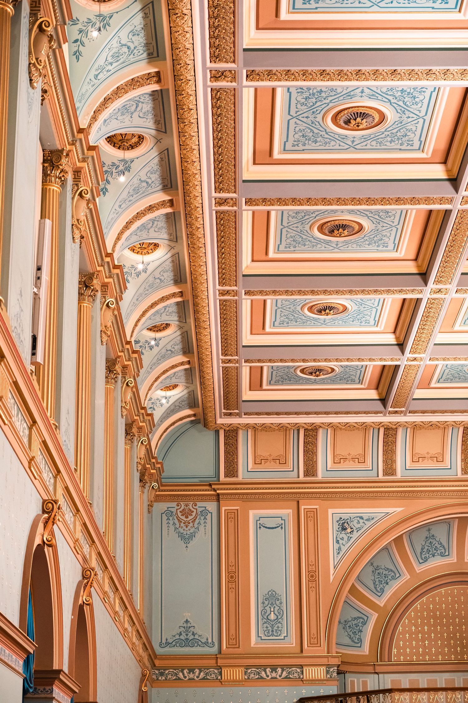Heritage interior photography capturing ornate ceilings and historic architectural details in Melbourne
