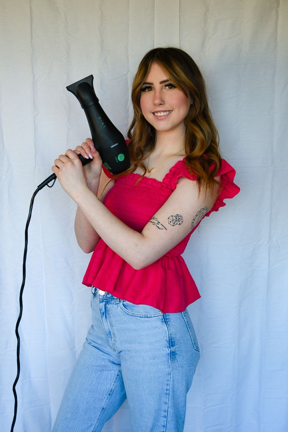 branding shot with blow dryer