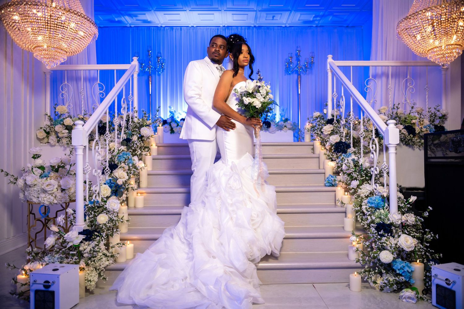 Couple walking on Daytona beach after their wedding, captured by Florida wedding photographers.