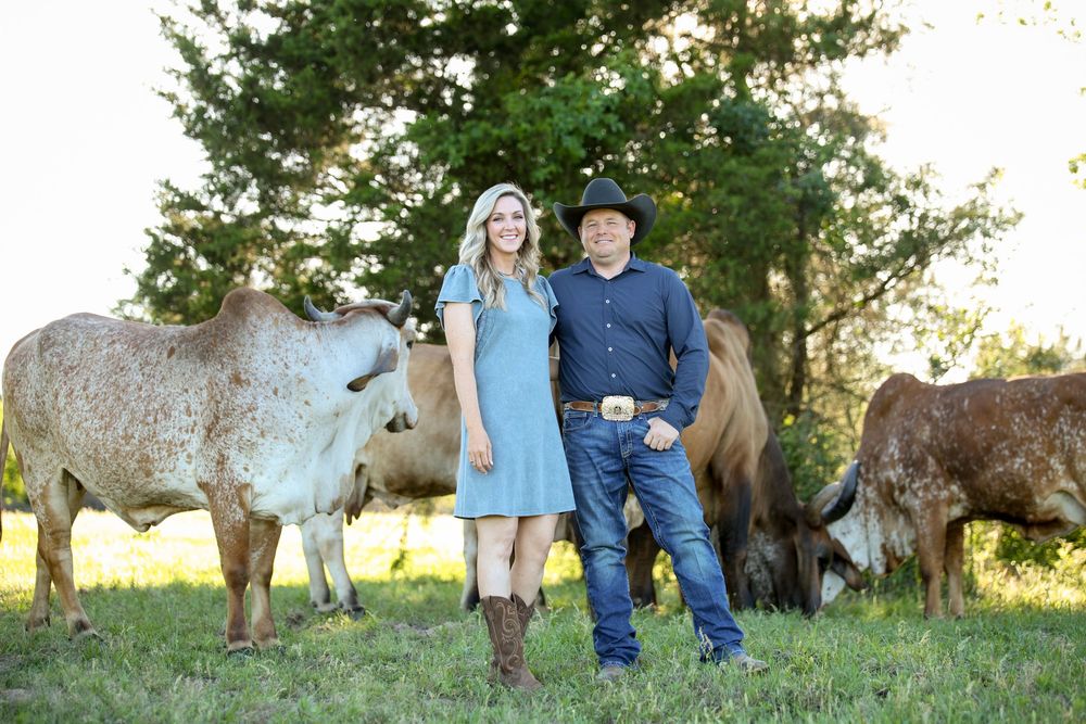 family portraits with cows, western couple,