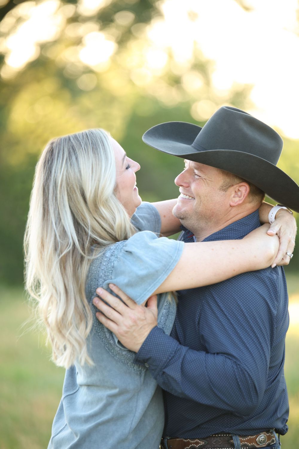 couple hugging and smiling
