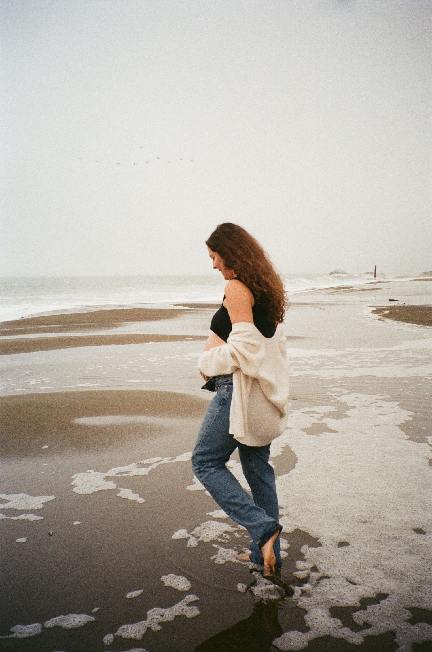 maternity photoshoot in San Francisco with soft natural light and romantic, timeless feel on 35mm film