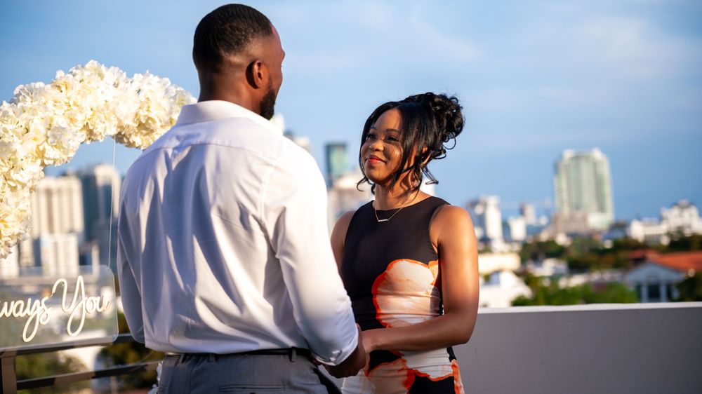 Proposal photographers in Miami captured this sacred proposal on a rooftop in Miami, Florida. Surprise proposal on a rooftop in Miami.