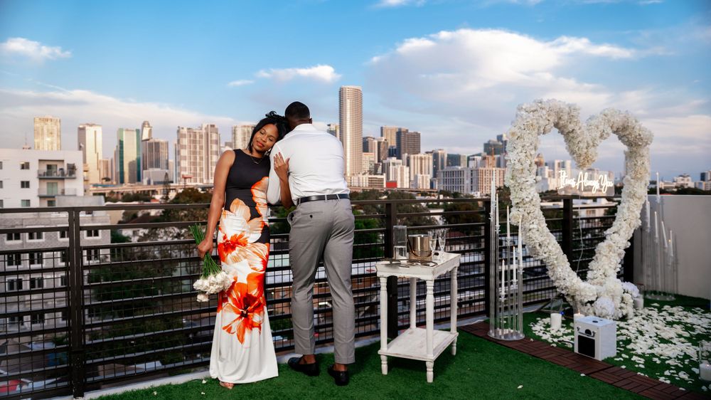 Surprise proposal on a rooftop in Miami. Captured Miami proposal photographers