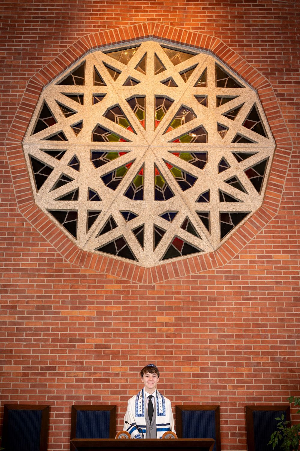 Bar Mitzvah boy at Temple Emanu-El.