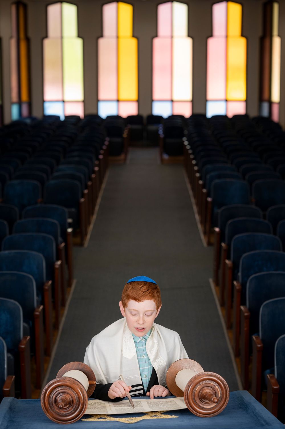 Bar mitzvah boy portrait.