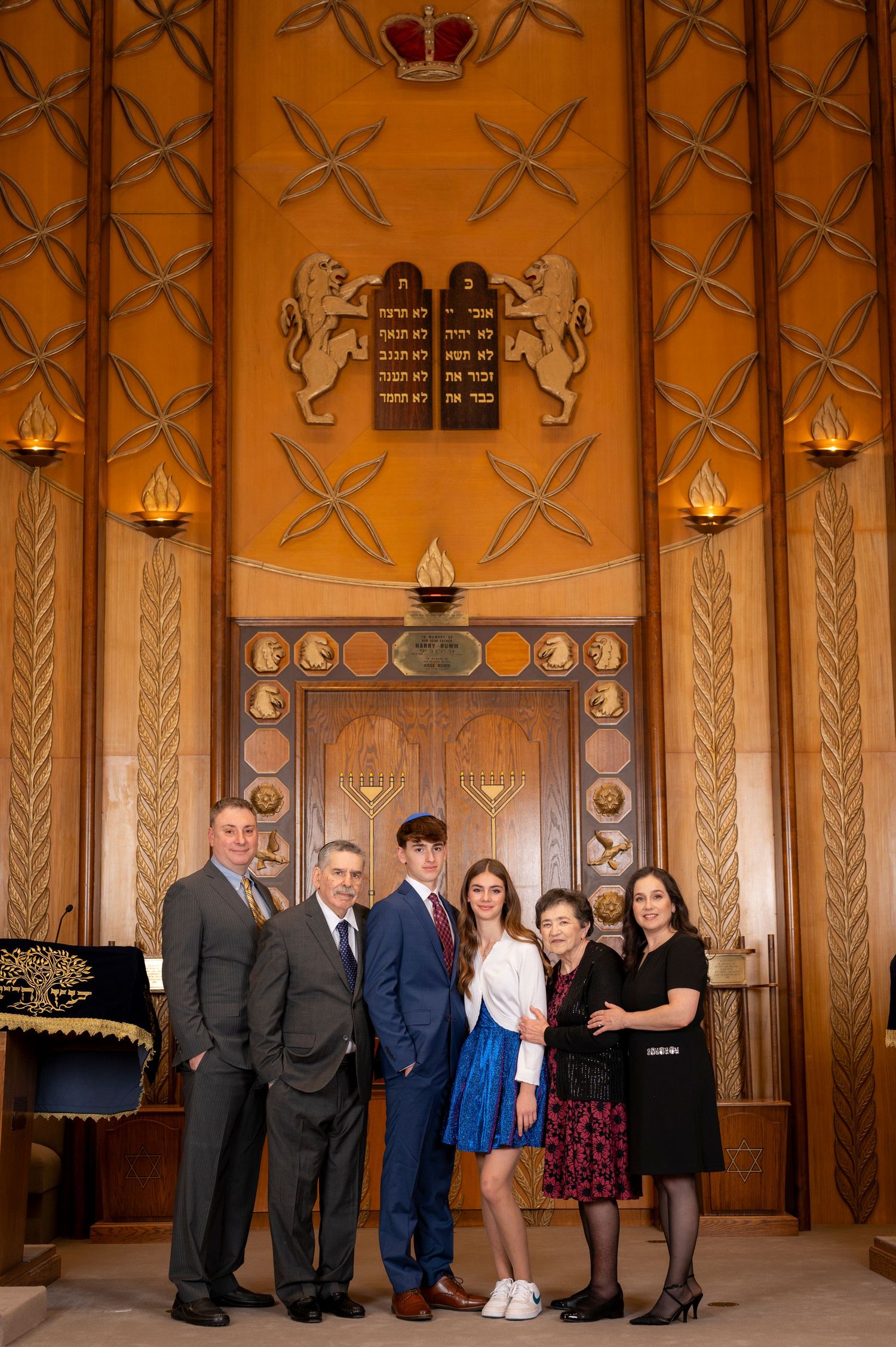 Bar Mitzvah family gathered for a formal portrait.