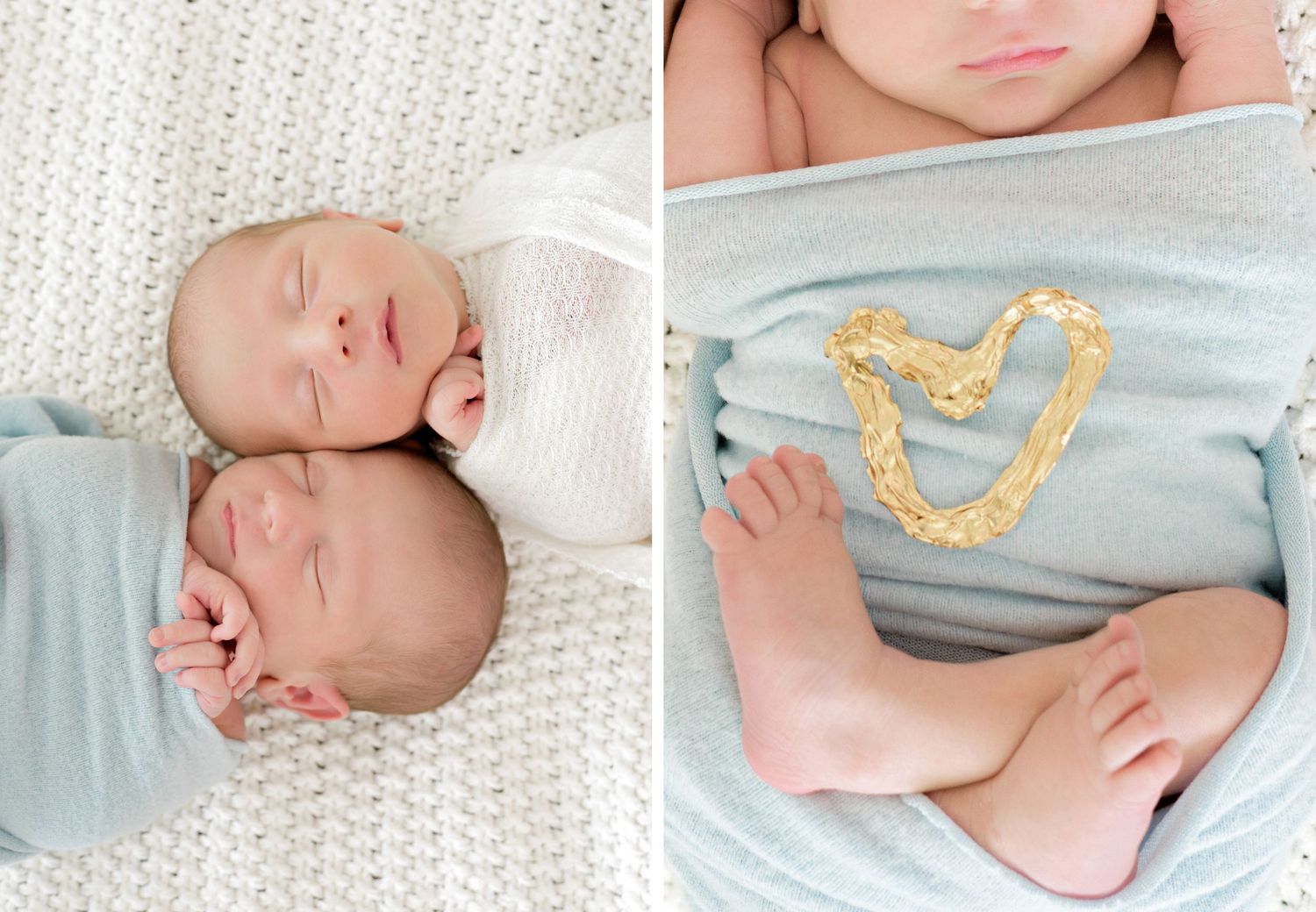Split image showing sleeping baby on left and heart-shaped goldfish crackers arranged on baby's tummy on right.