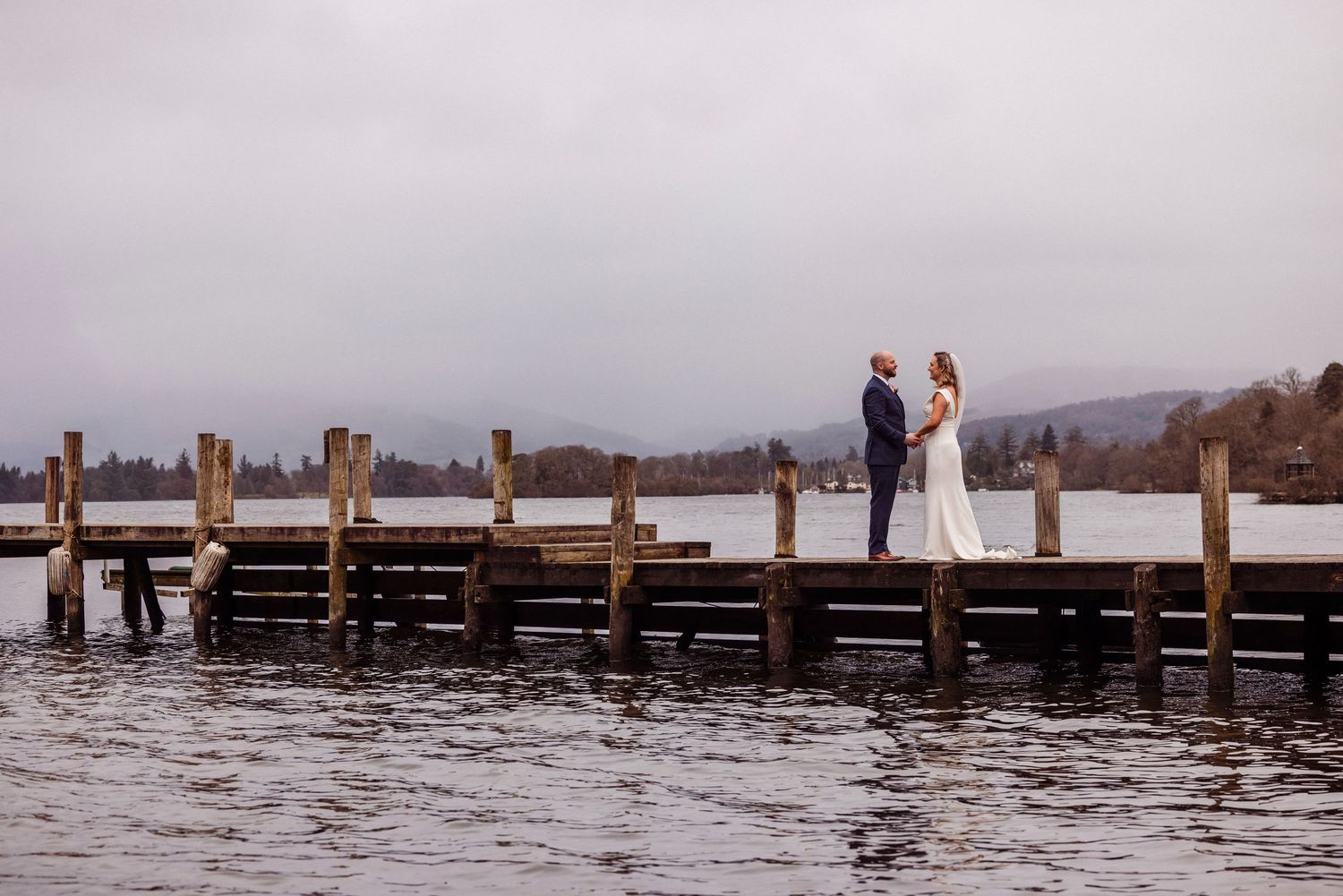 Couple portrait at Storrs Hall by Lake Windermere