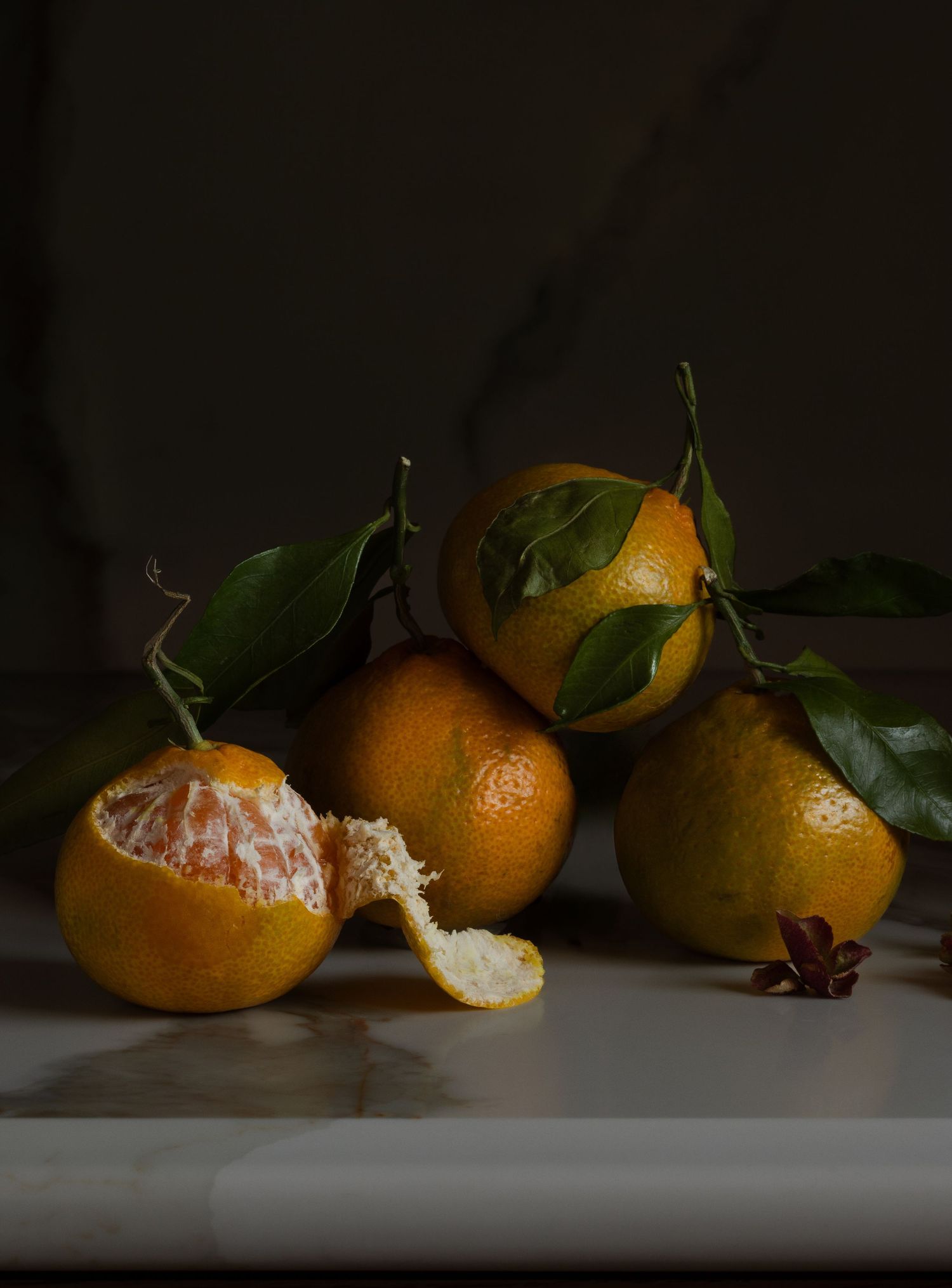Satsuma Orange, still life, moody