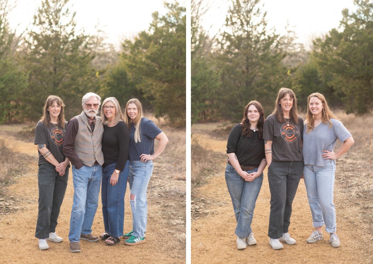 Small Extended Family Session in Winter Field of Evergreens by Bartlesville Family Photographer Kristi Bray