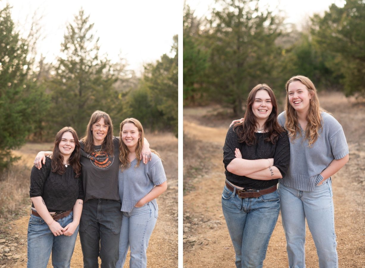 Small Extended Family Session in Winter Field of Evergreens by Bartlesville Family Photographer Kristi Bray