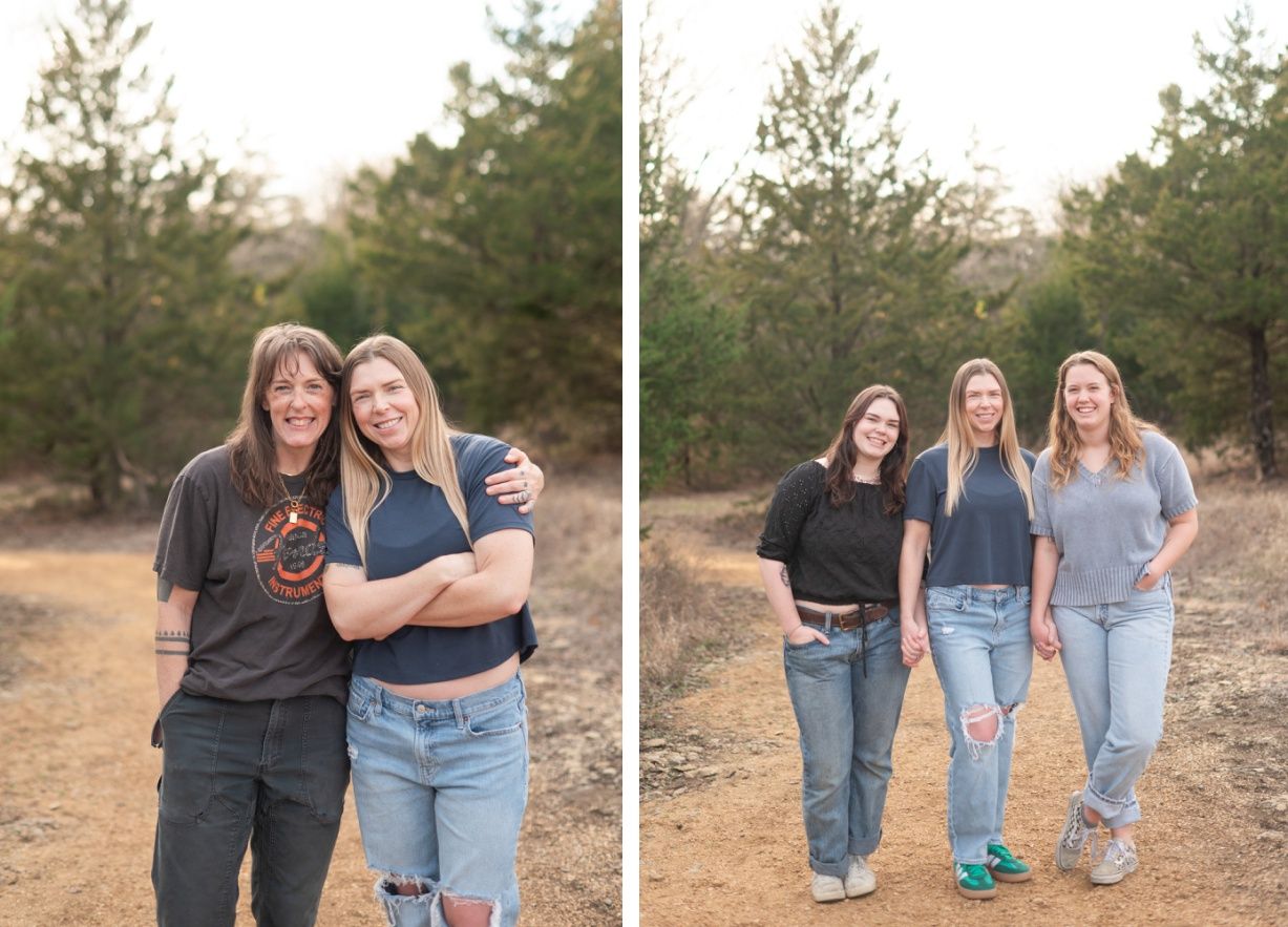 Small Extended Family Session in Winter Field of Evergreens by Bartlesville Family Photographer Kristi Bray