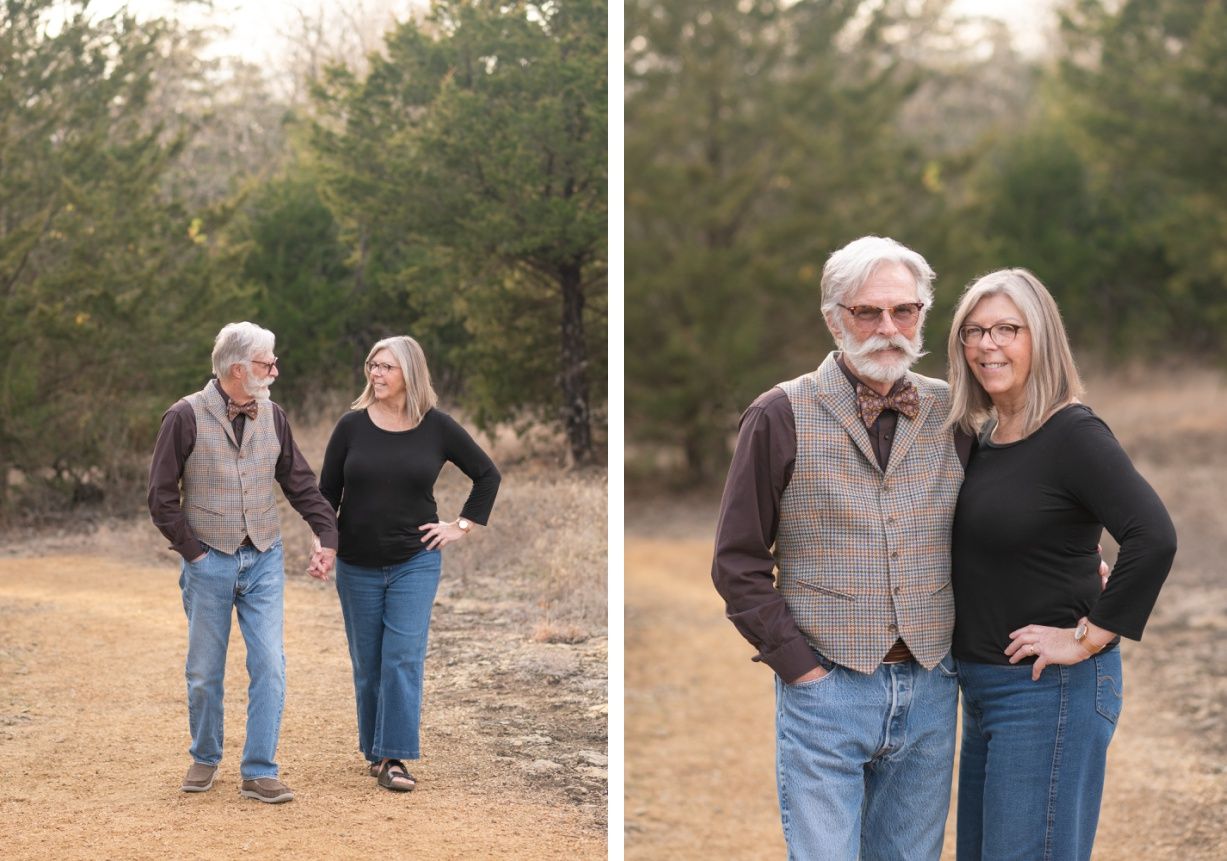 Small Extended Family Session in Winter Field of Evergreens by Bartlesville Family Photographer Kristi Bray