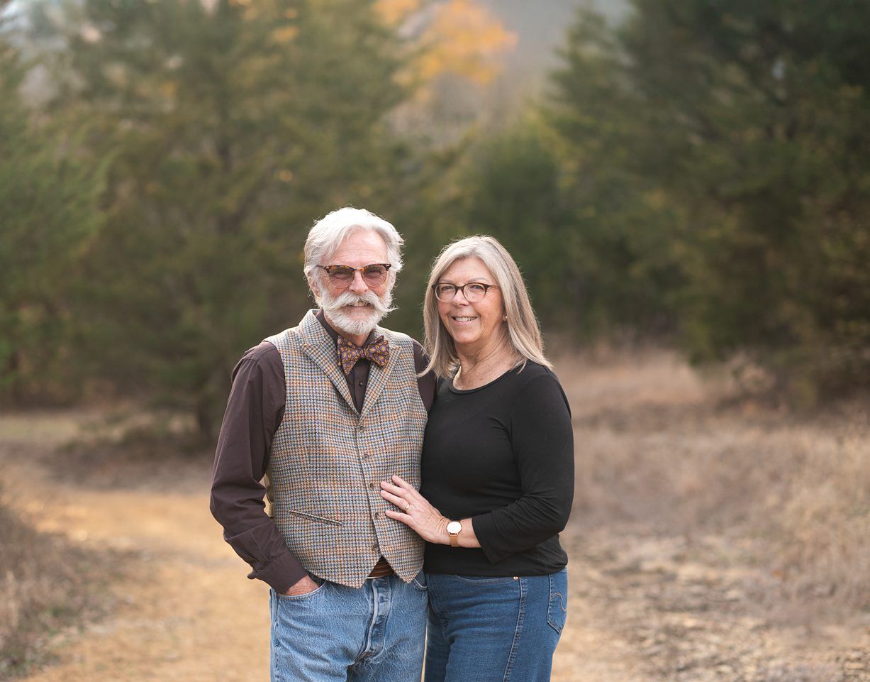 Small Extended Family Session in Winter Field of Evergreens by Bartlesville Family Photographer Kristi Bray