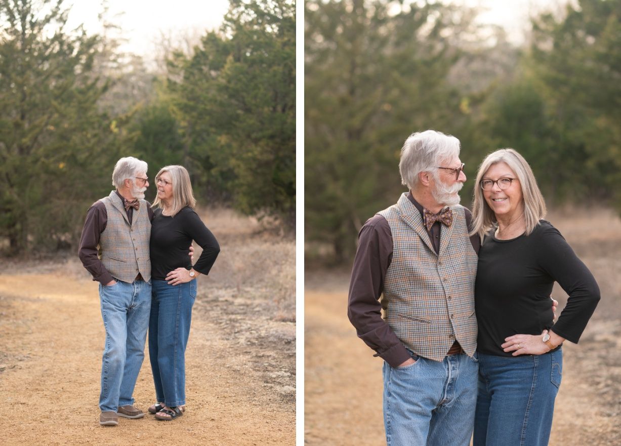 Small Extended Family Session in Winter Field of Evergreens by Bartlesville Family Photographer Kristi Bray