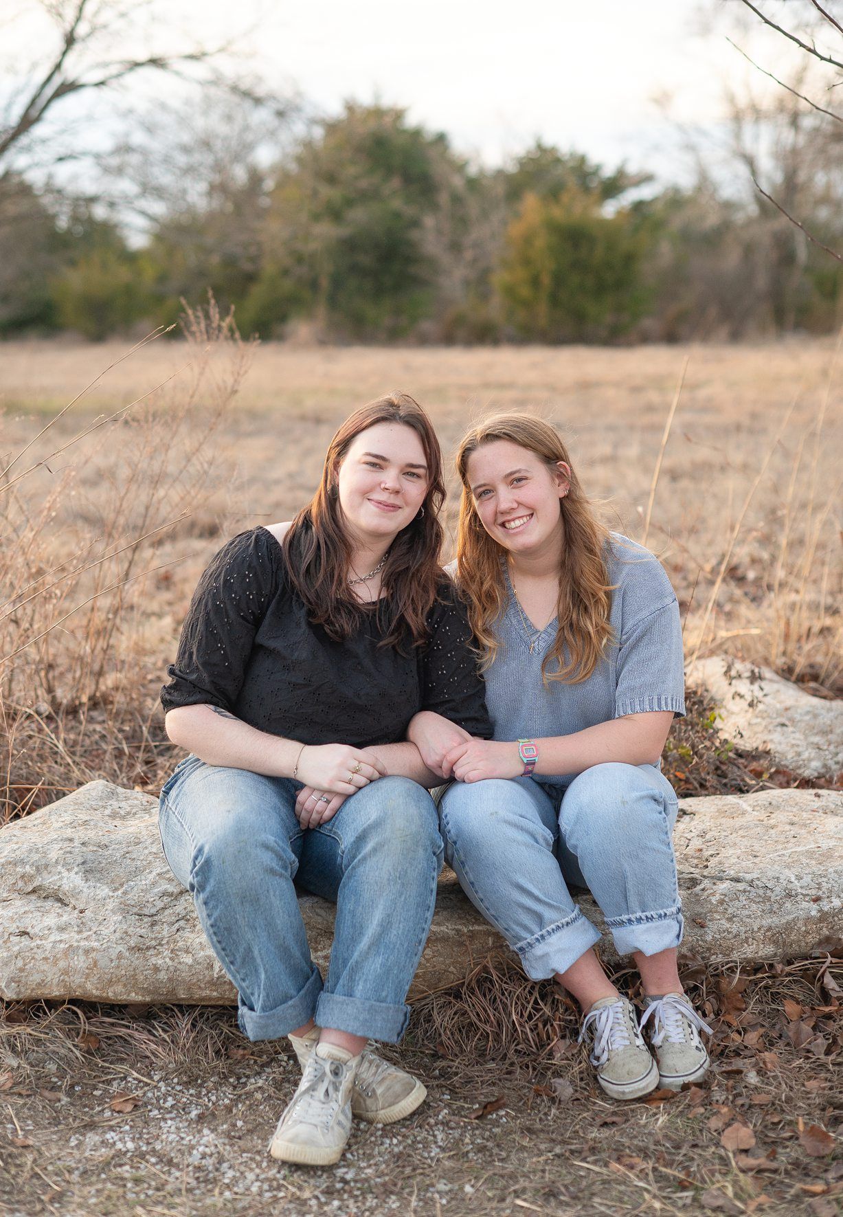 Small Extended Family Session in Winter Field of Evergreens by Bartlesville Family Photographer Kristi Bray