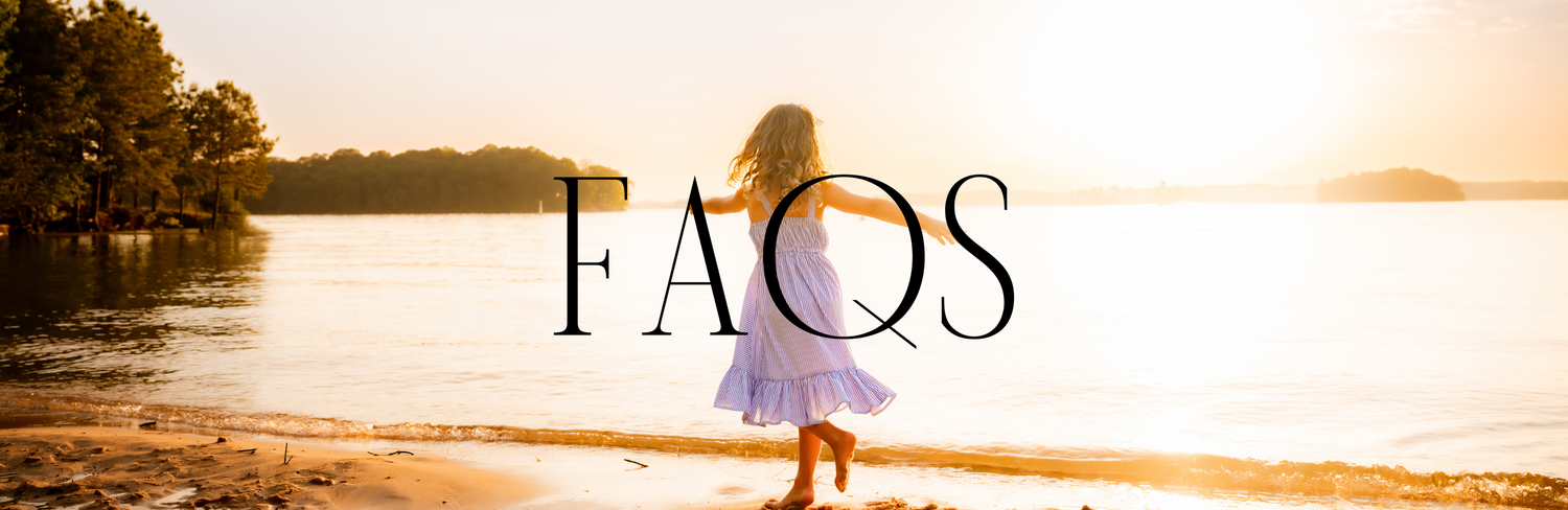 A silhouetted figure stands on a beach at sunset with FAQS text overlaid on a warm orange sky.