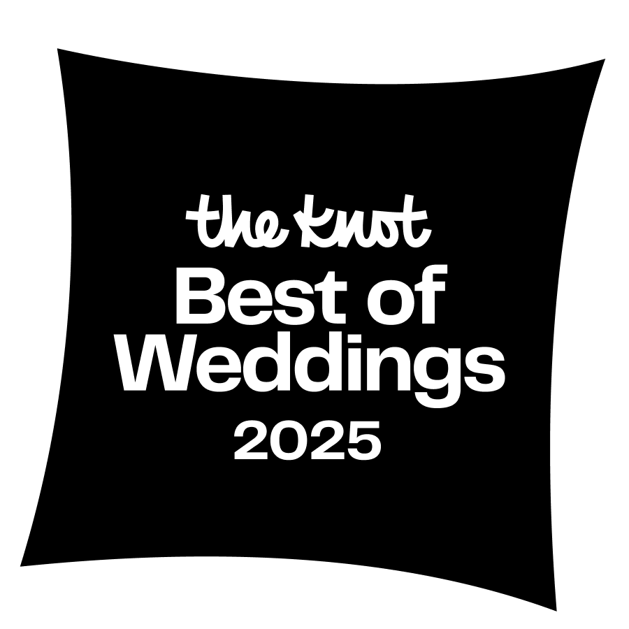 Four black and white wavy banner shapes with text reading 'Best Of', 'Weddings', and '2025' against a white background.