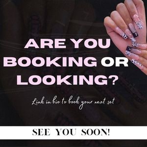 Black and pink booking reminder interface for nail salon appointments.