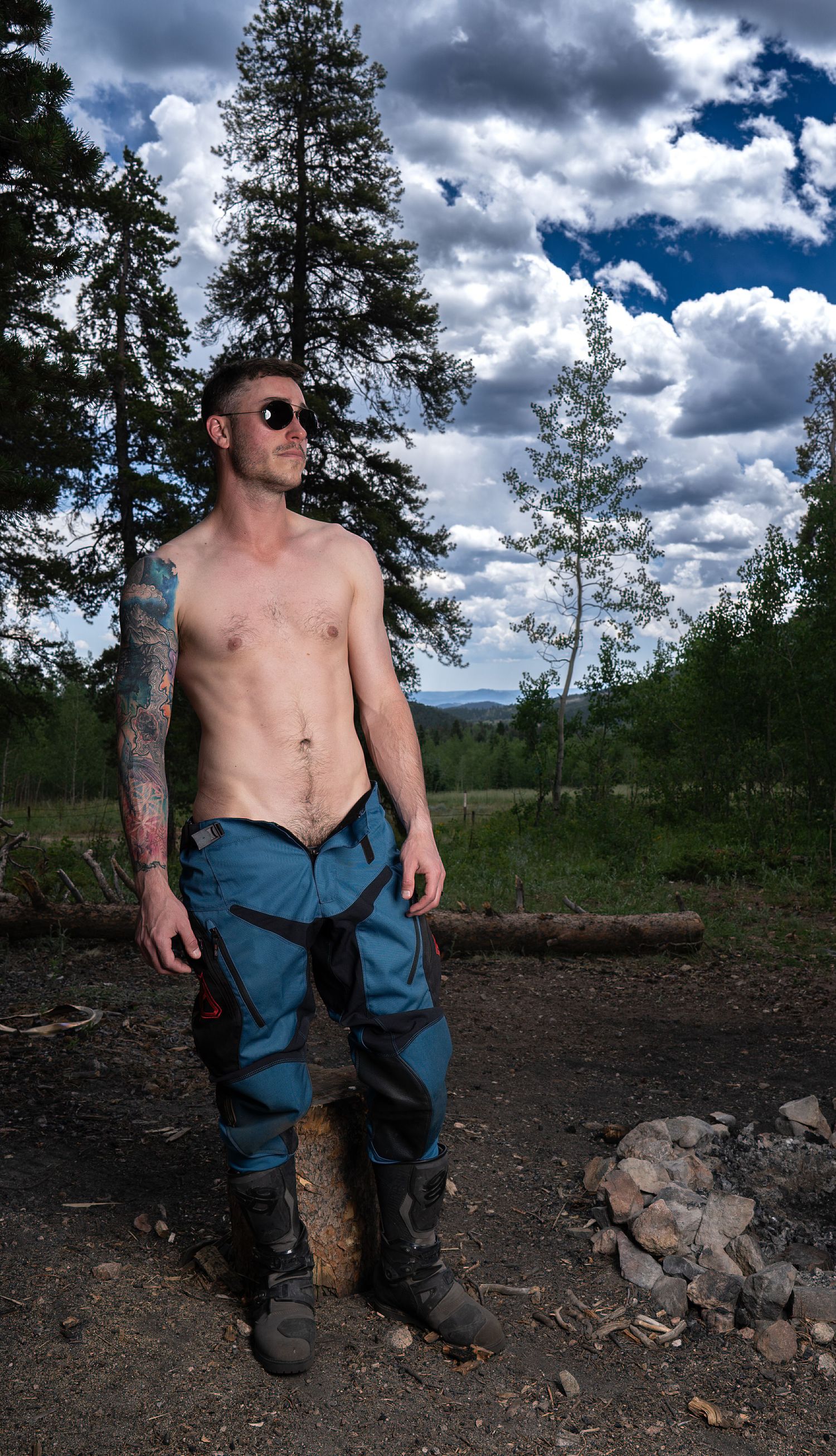 Photograph of a client in motorcycle gear
