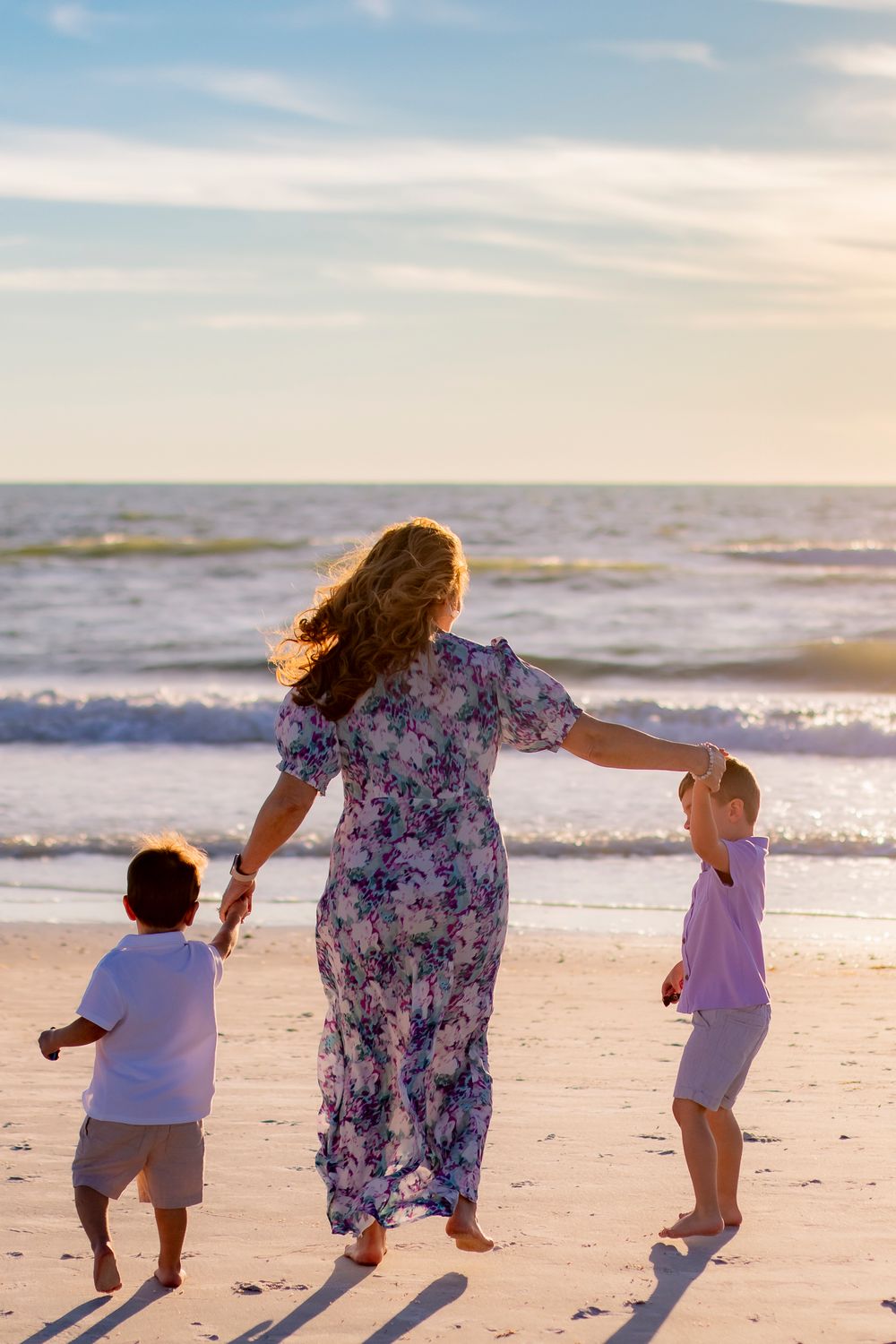 grandmother with grandchildren on st. pete beach