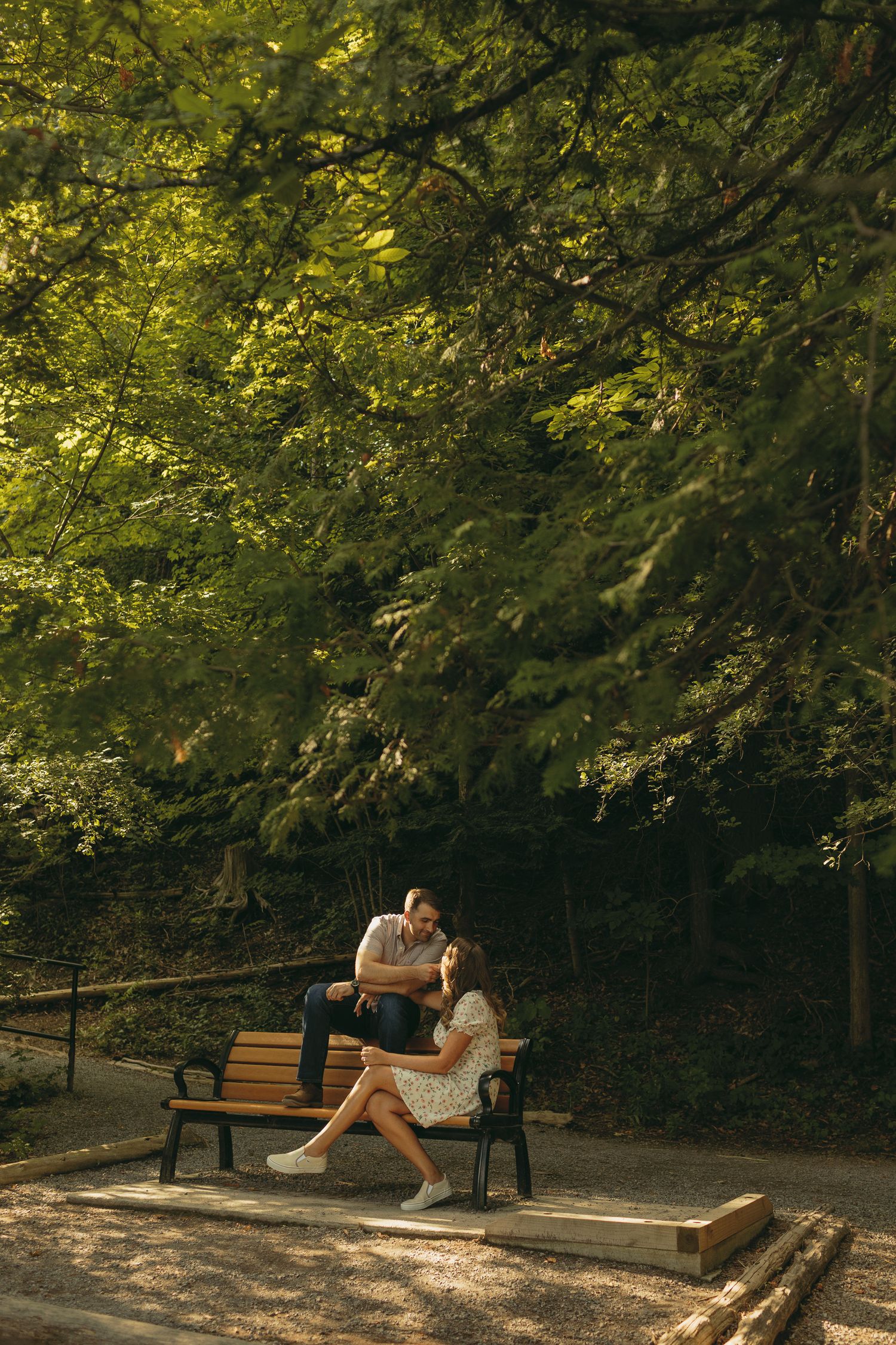 Upstate NY engagement session under trees in park