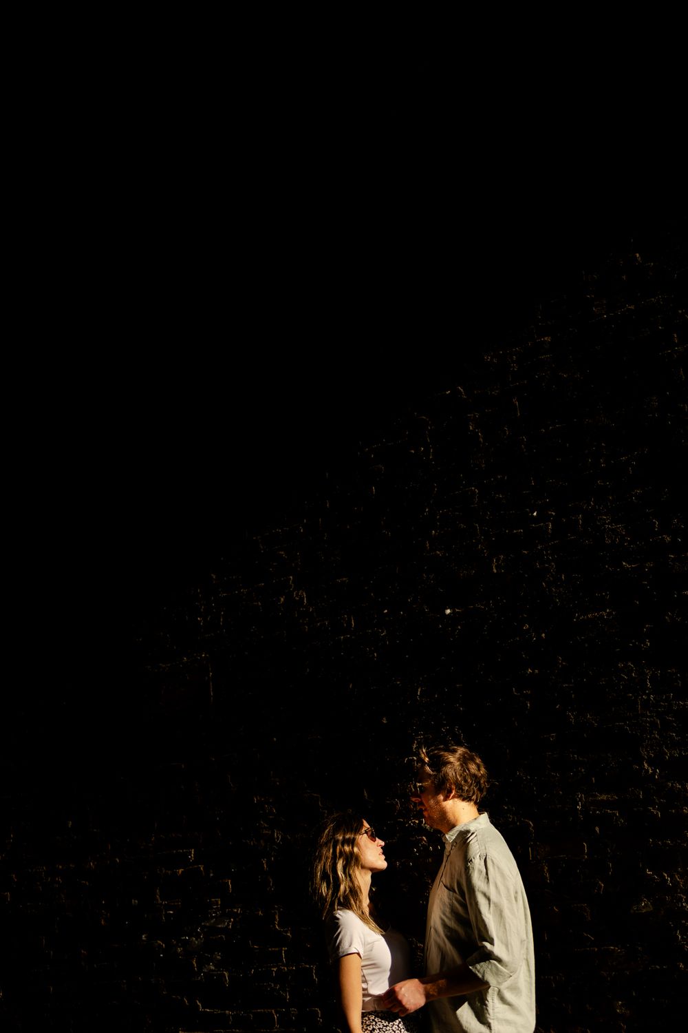 Engaged couple in Borough market, London