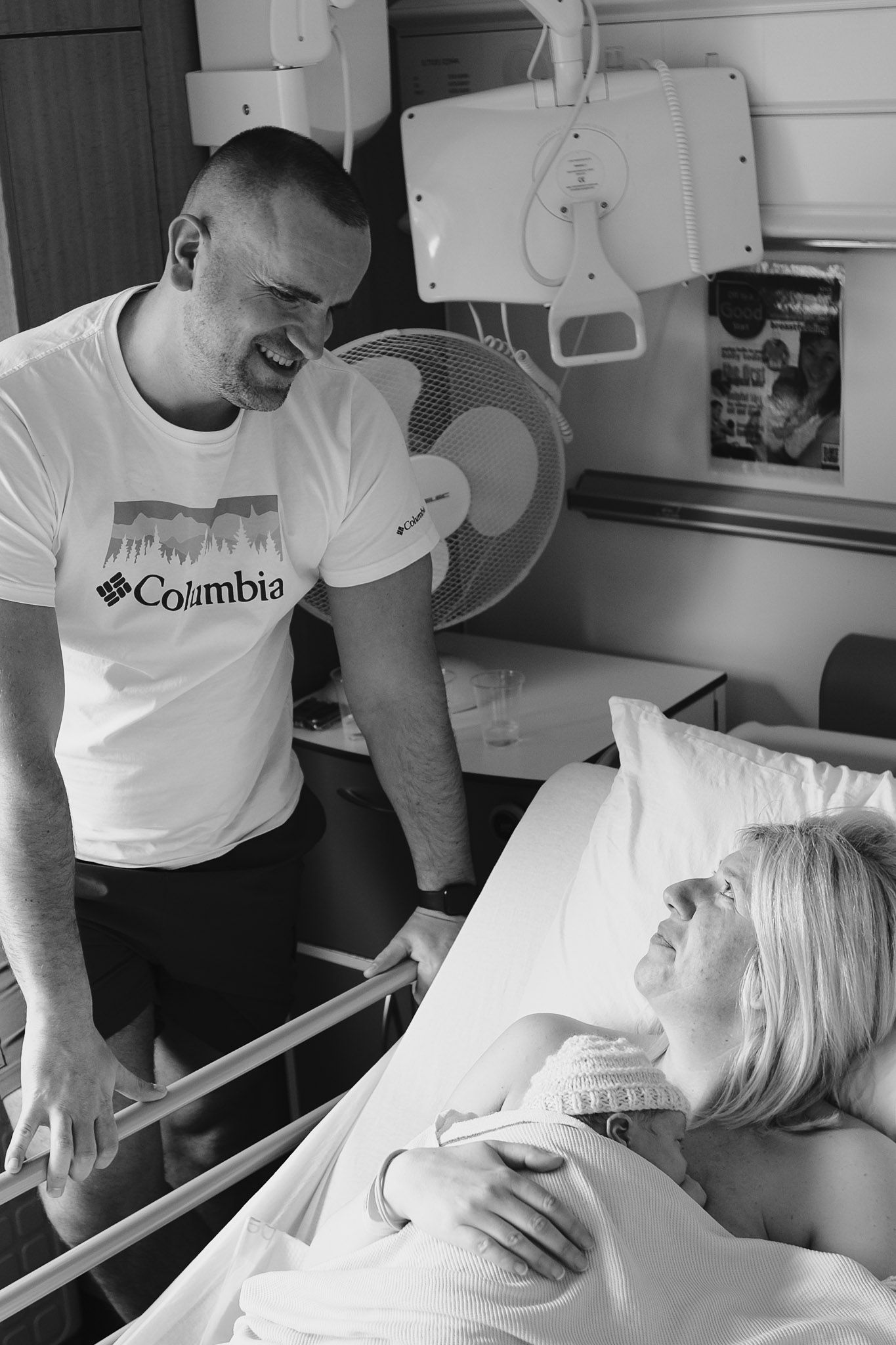 parents with newborn baby few hours after c-section birth in edinburgh lothian hospital