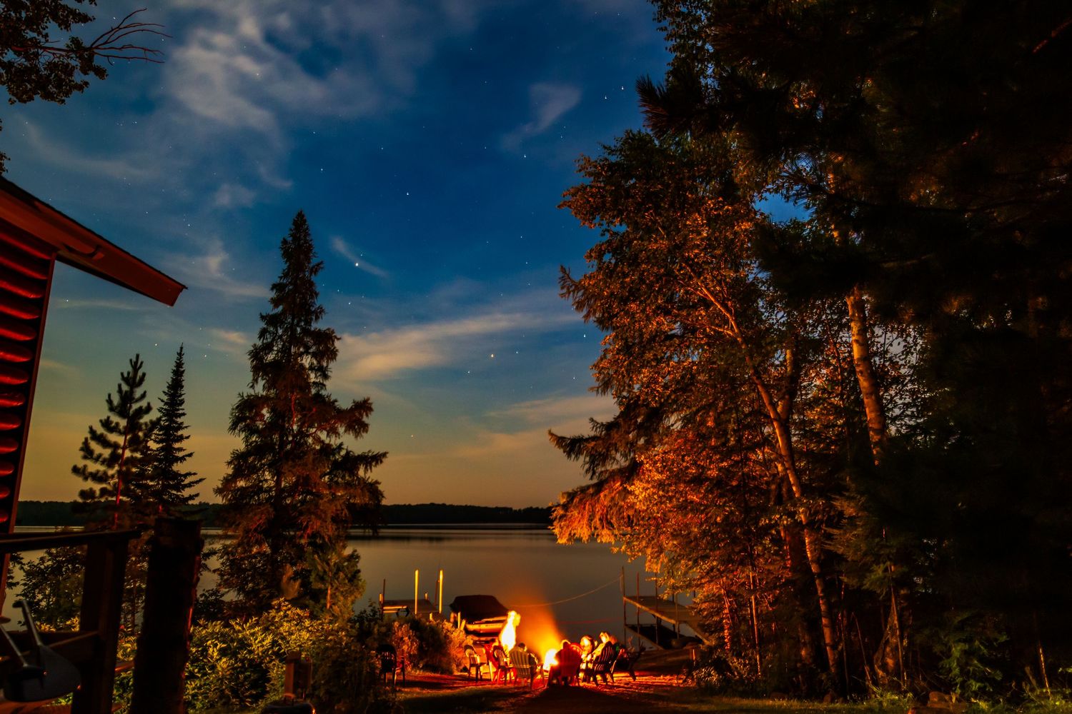 Campfire on the shores of Devil Track Lake in Northern Minnesota