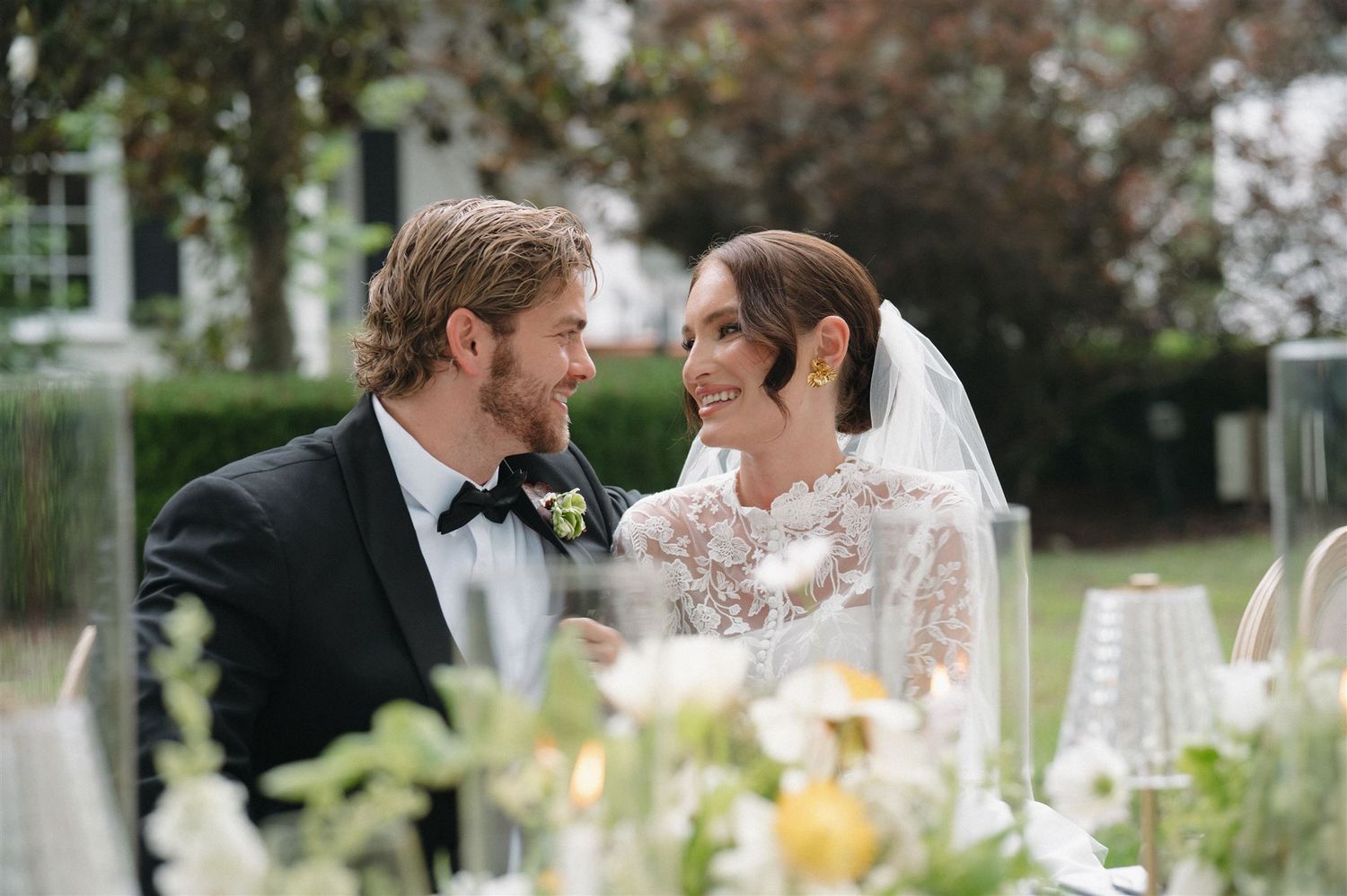 Bride and groom at Sandlewood Manor in Tomball, TX.
