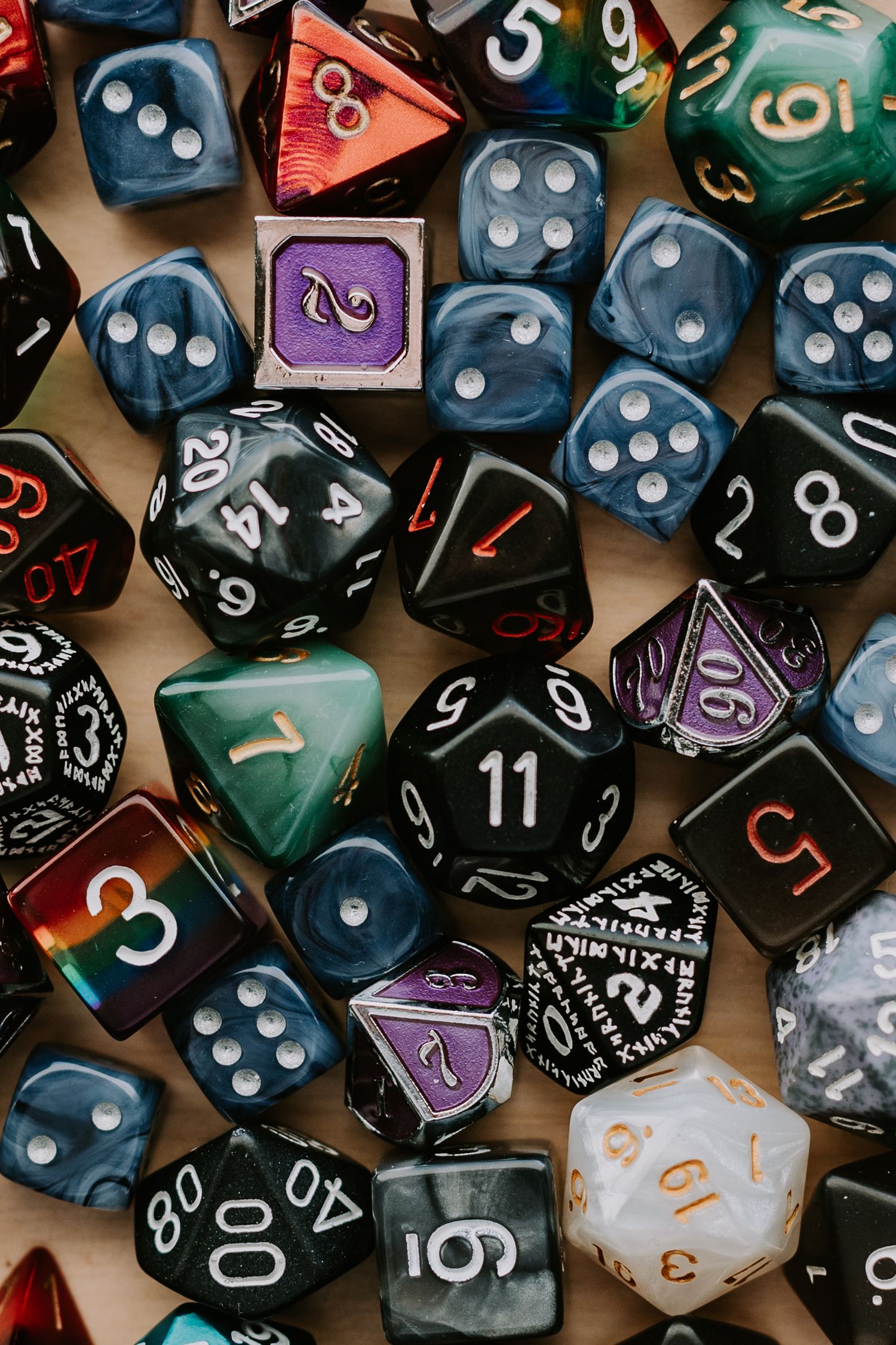 pile of many colored dice