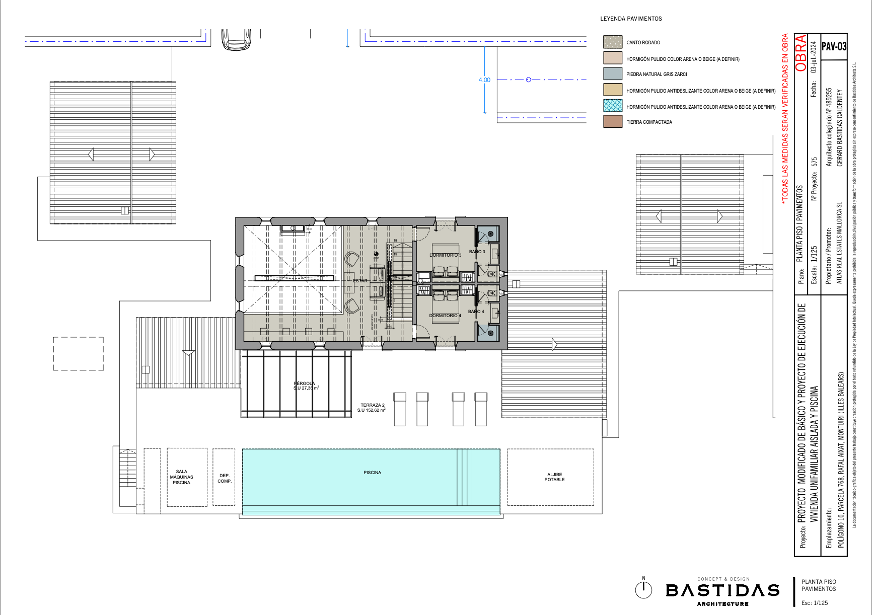 Detailed architectural blueprints showing floor plans and elevations for a modern residential construction project.