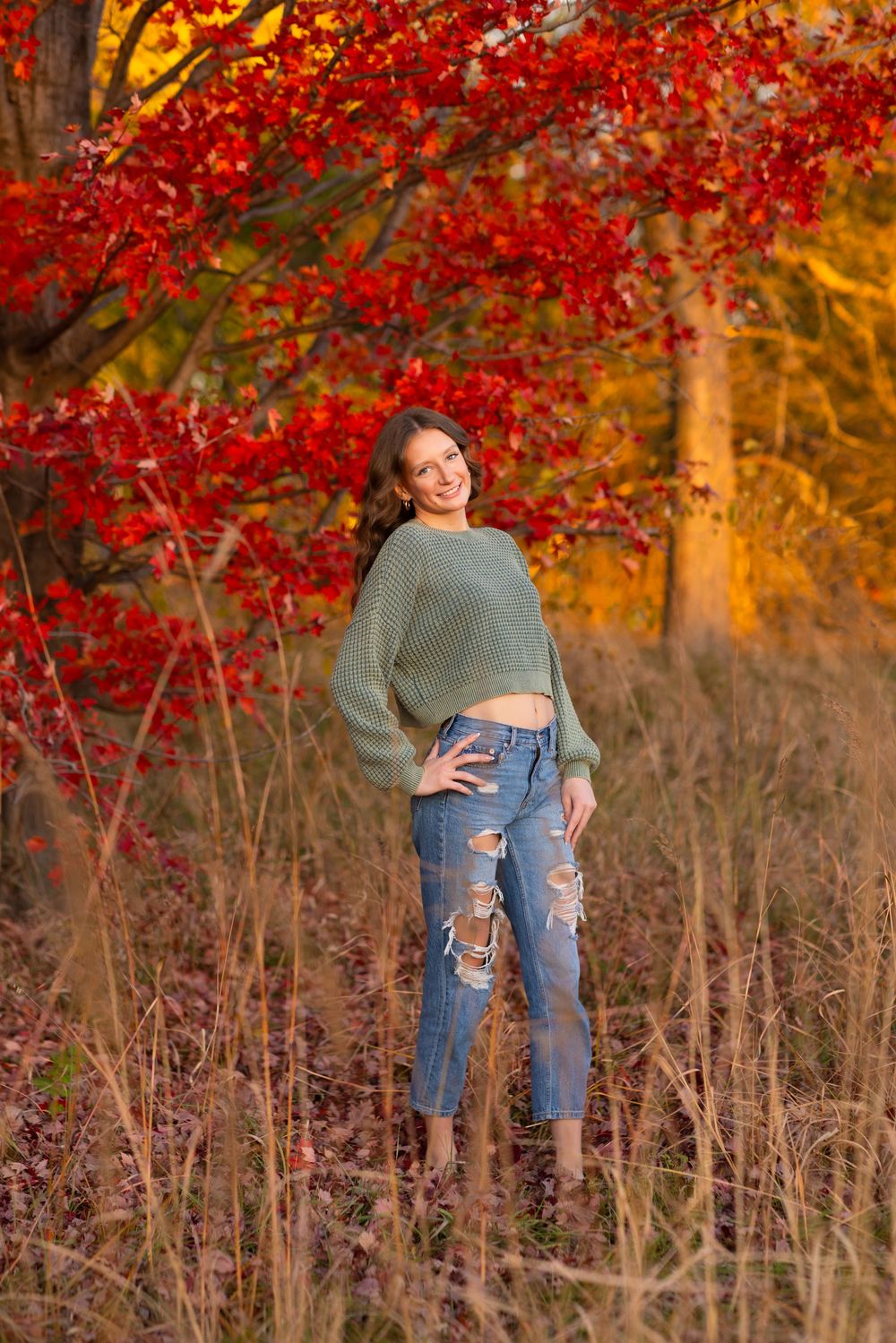 Senior girl in beautiful fall colors in Sergeant Bluff