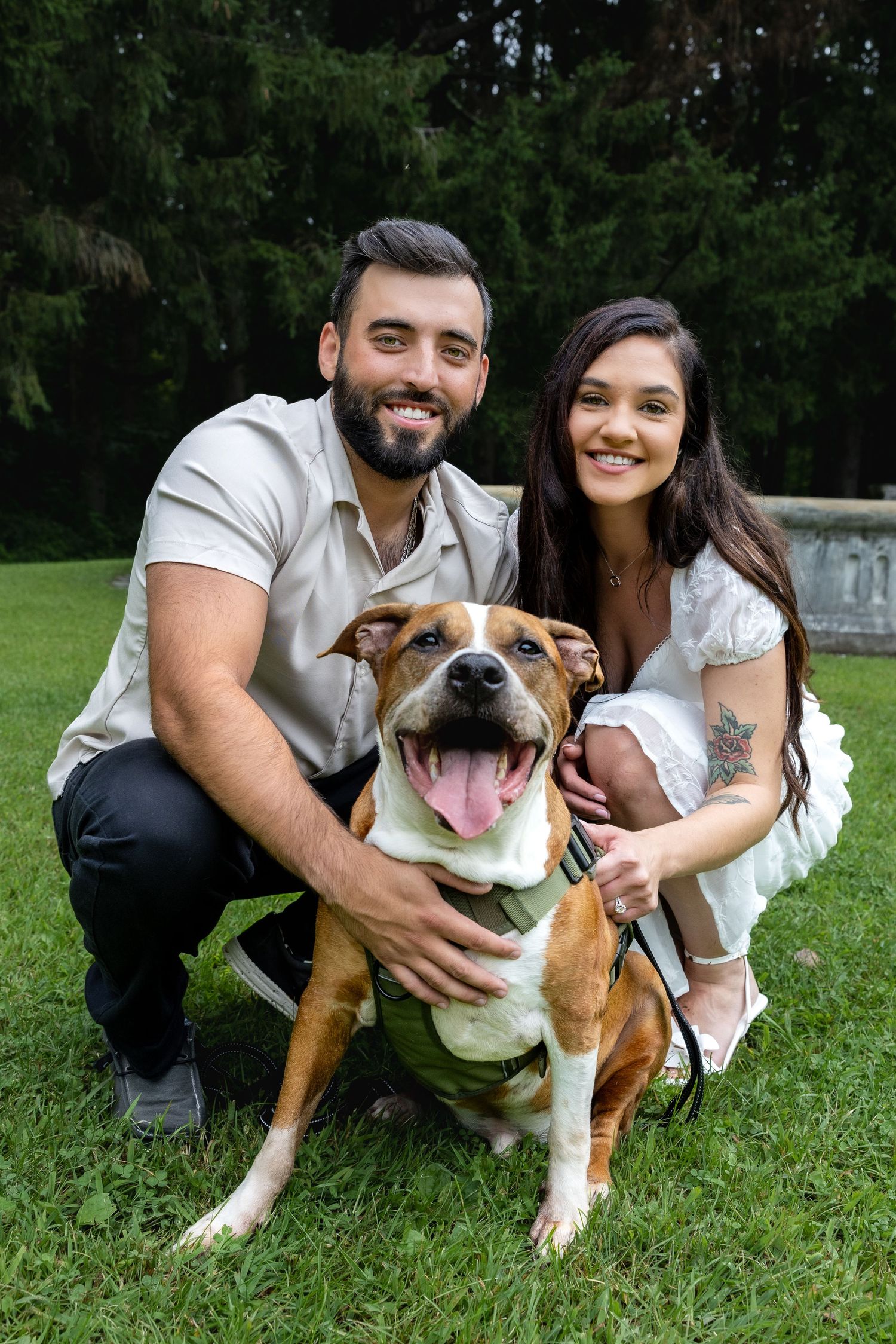 Engagement session with dog.