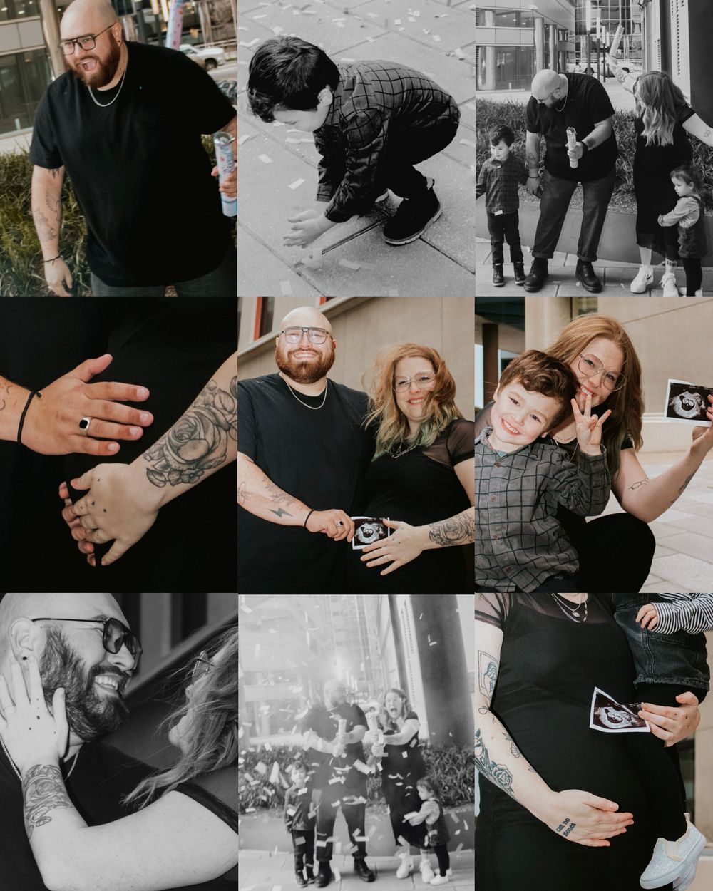 Maternity portraits in Oklahoma City celebrating gender reveal in Downtown Okc.