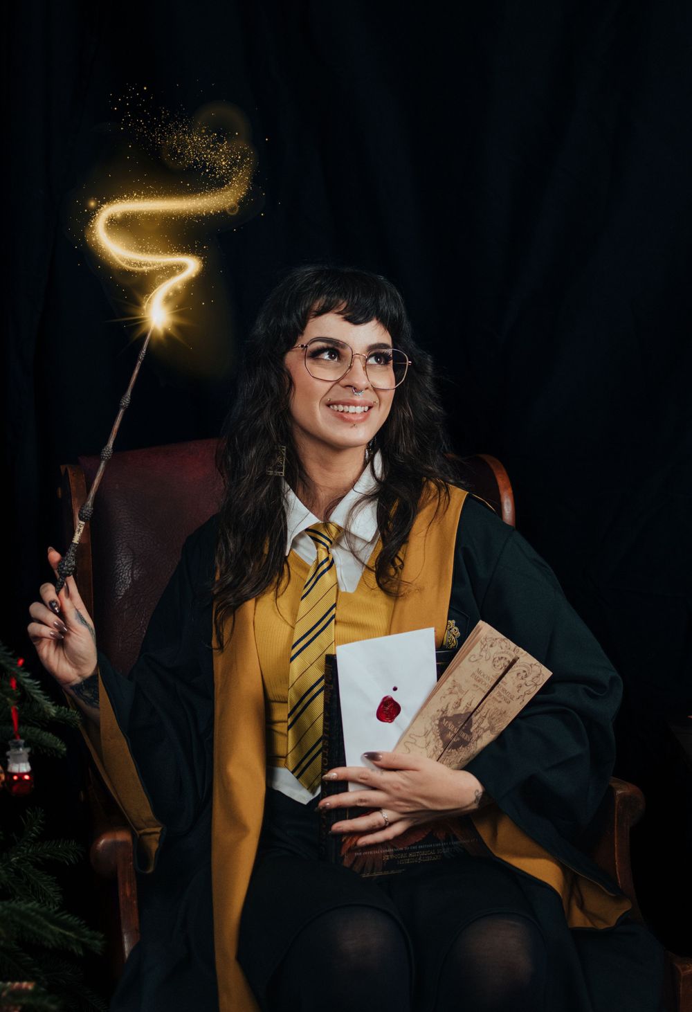Creative Hufflepuff-themed portrait session inspired by Harry Potter, Asheville, North Carolina.