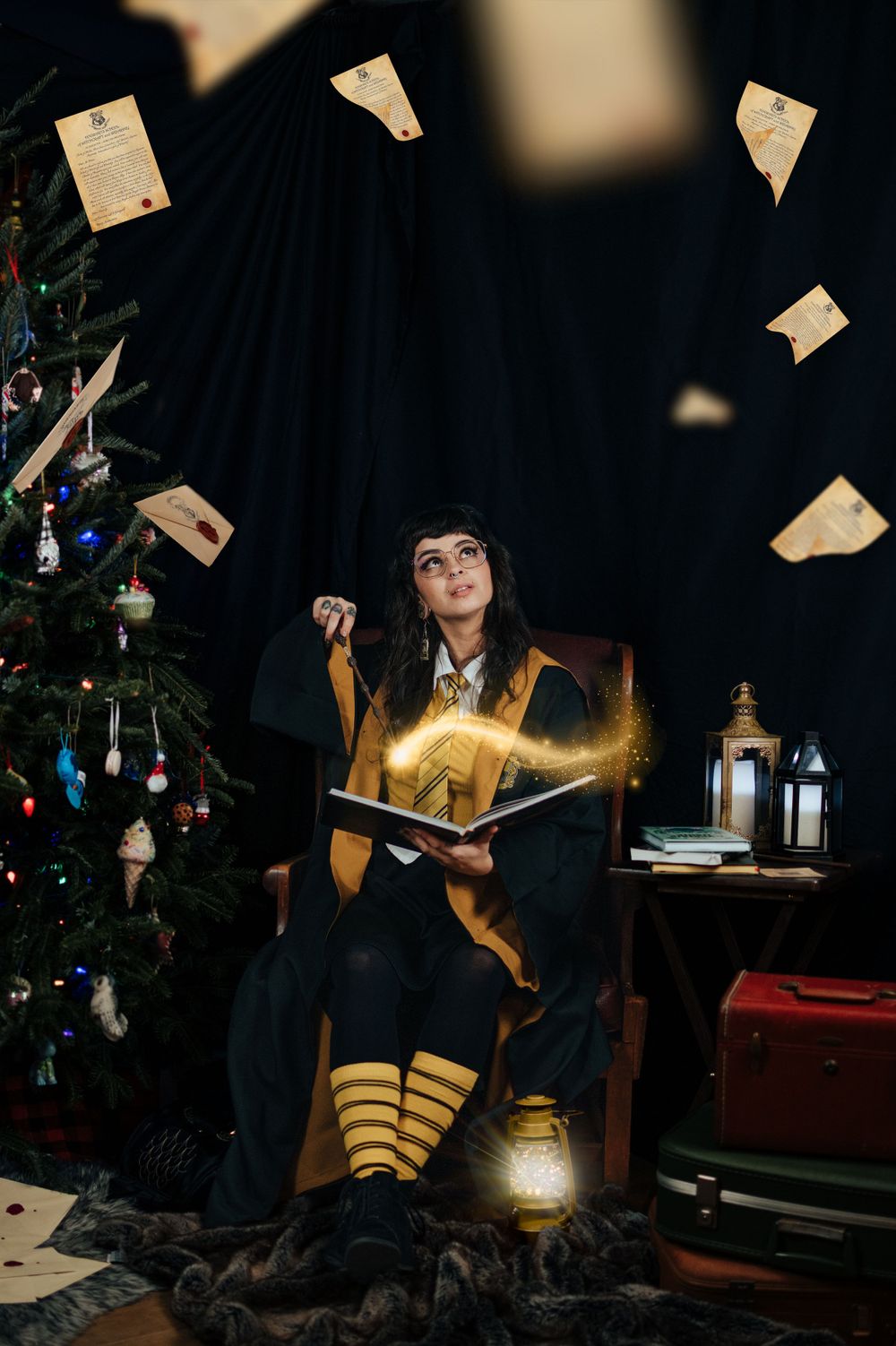 Creative Hufflepuff-themed portrait session inspired by Harry Potter, Asheville, North Carolina.