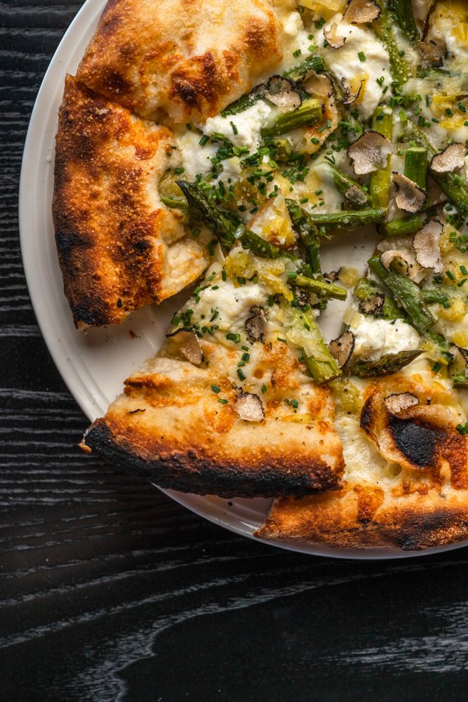 Wood-fired pizza, food photography