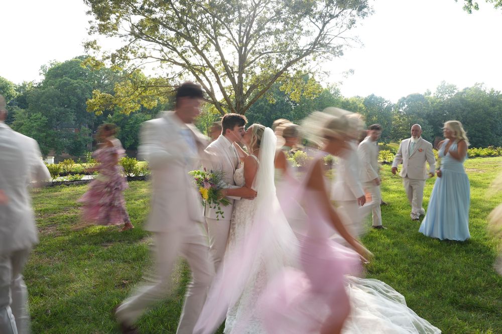 wedding party blurred shot