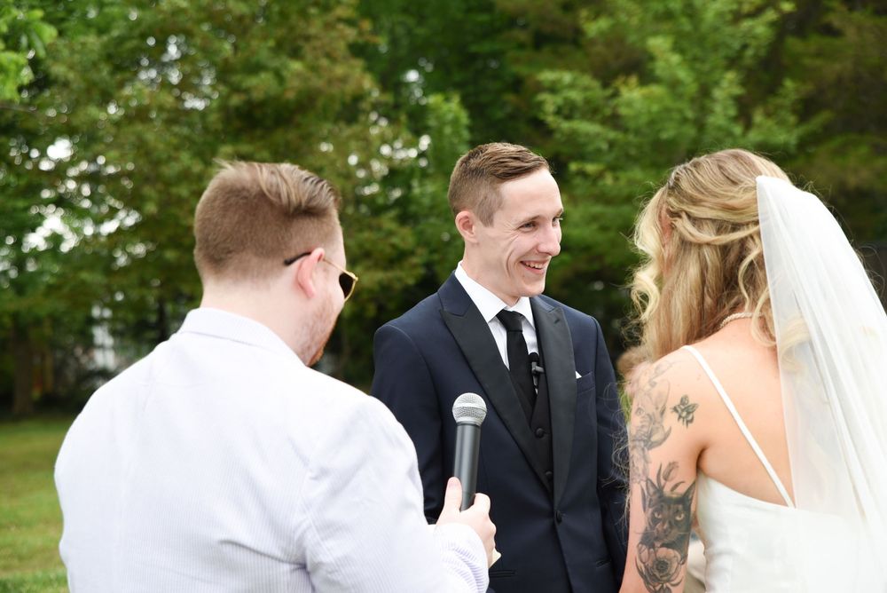 at the altar on wedding day