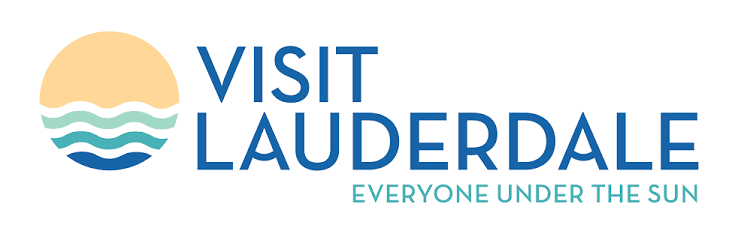 Visit Lauderdale logo featuring a sun and ocean waves icon with the tagline Everyone Under the Sun.