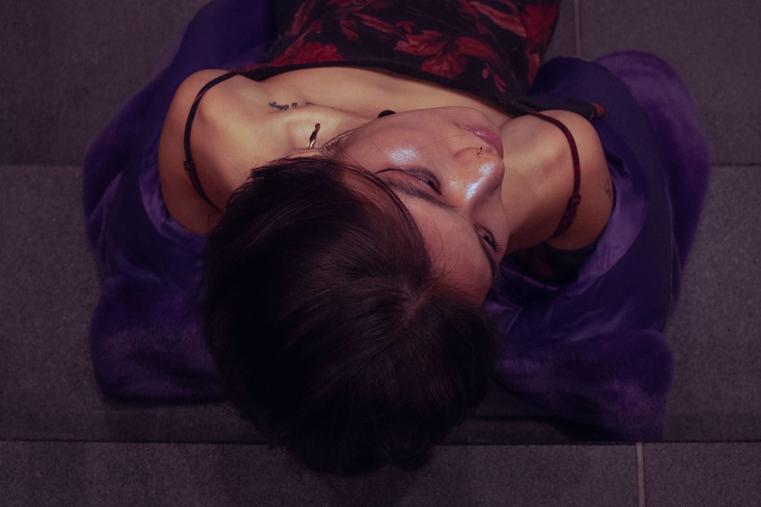 Night time Euphoria inspired dark themed photoshoot of beautiful model
