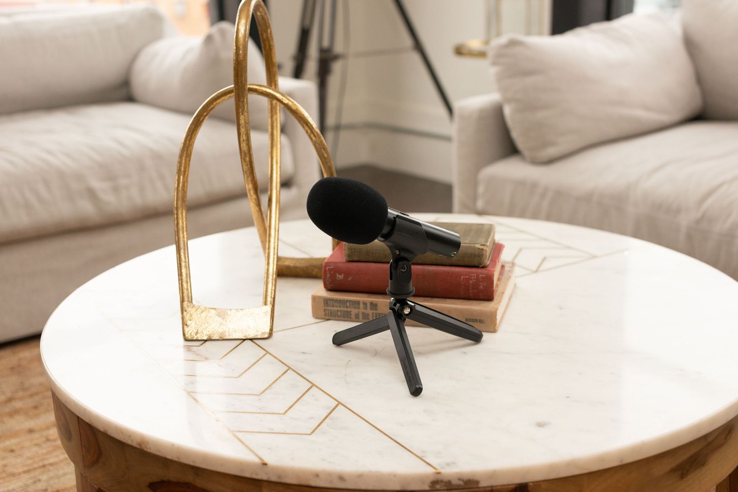 podcast mic on modern table