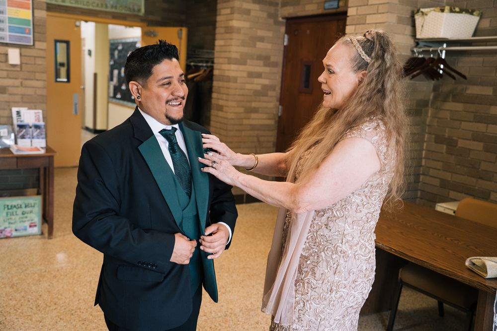 Wedding ceremony at First Congregational United Church of Christ in Downers Grove, Illinois.