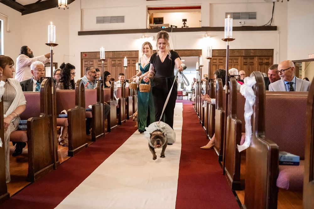 Wedding ceremony at First Congregational United Church of Christ in Downers Grove, Illinois.