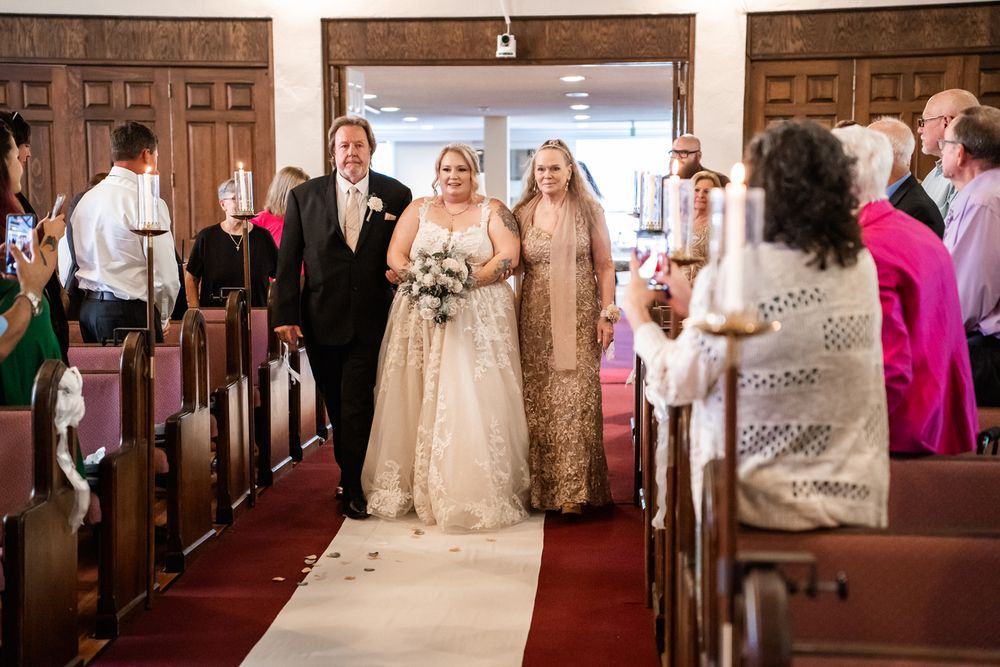 Wedding ceremony at First Congregational United Church of Christ in Downers Grove, Illinois.