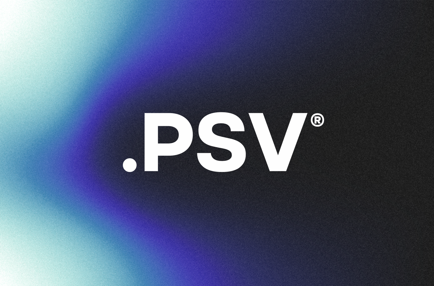 PSV logo displayed in bold white text on a dark background with blue and purple gradient lighting effect.