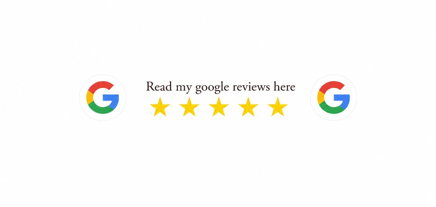 Google five-star review badge with colorful G logos and gold stars encouraging customers to read reviews.
