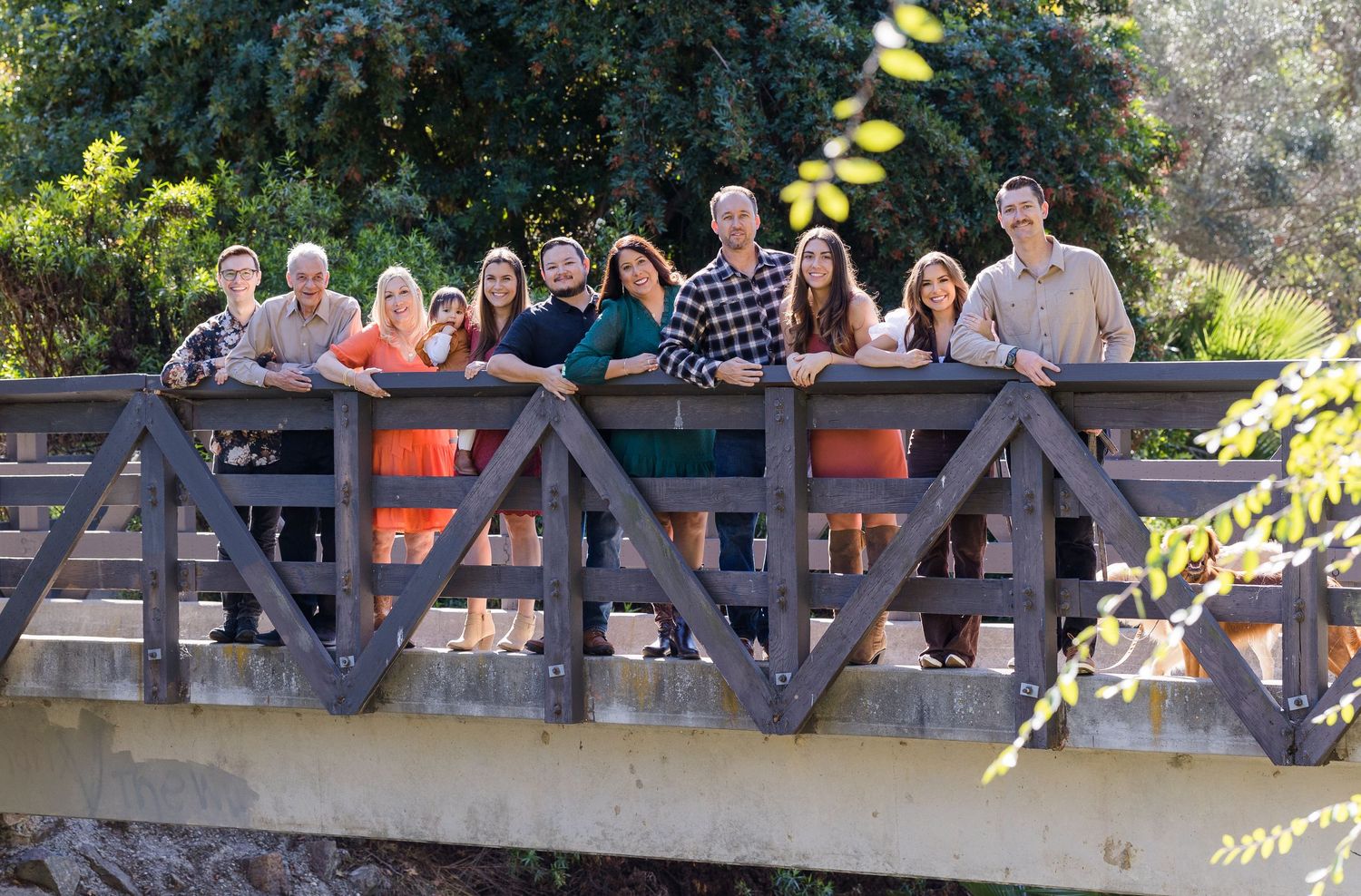 Family portrait session on a bridge in Mission Viejo